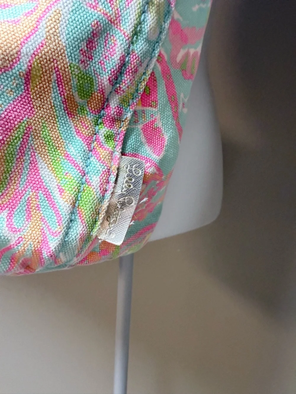 Lilly Pulitzer Tote Bag Tropical Pink Aqua Beach Large Canvas Bag Summer Preppy - Picture 3 of 6